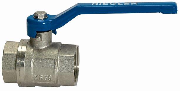 Kugelhahn »valve line«, IG/IG, G 1 1/2, Handhebel blau, Messing vernickelt - bei HUG Technik ☆