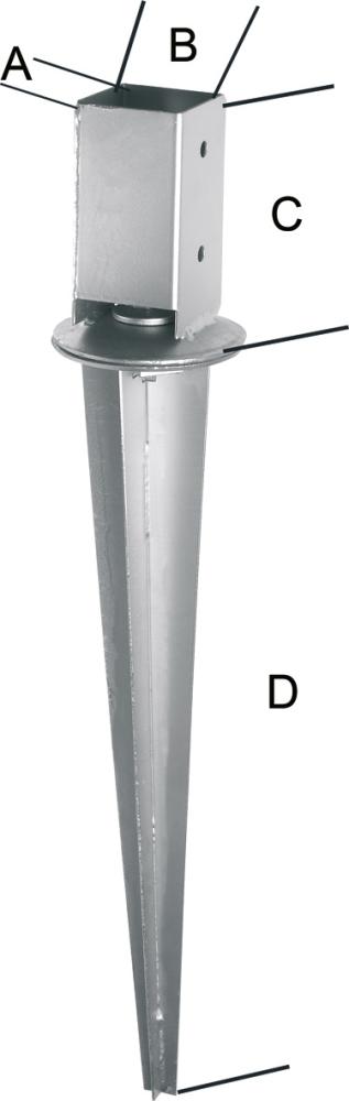 hadra® Einschlag-Bodenhülse verstellbar, 71x71x150, Gesamtlänge 600 Stahl, feuerverzinkt - bei HUG Technik ✭