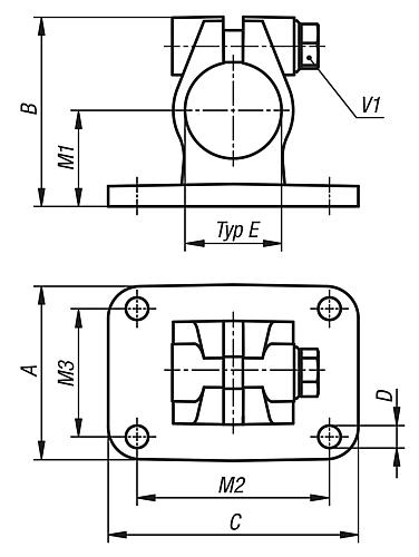 Rohrverbinder mit Flansch für Lineareinheit Form: A, Typ=30, Edelstahl 1.4308 elektrolytisch poliert - K0498.130 - bei HUG Technik ✭