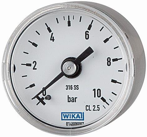 Manometer ø 40 mm, G 1/8 rückseitig, Messbereich 0 - 10 bar, V4A - bei HUG Technik ✓