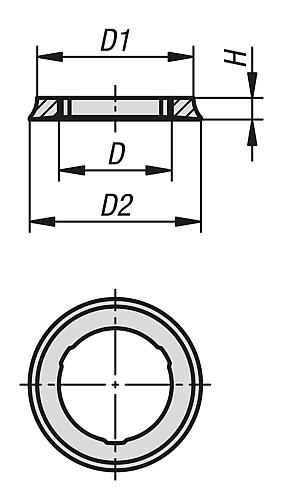 Zeichnung Dichtring Hygienic Design, D=13, G=M08, POM GF30 blau RAL5002 - K1649.108 - bekommst Du bei HUG Technik ♡