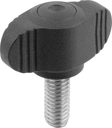 Produktbild Flügelgriff Miniwing M06x15 Kunststoff, grau RAL7015, antibakteriell, Komp: Edelstahl - K0274.120006144X15 - bei HUG Technik ✓