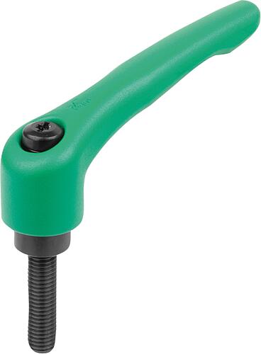 Klemmhebel Gr.3 M10X60, Zink grün RAL6032 strukturmatt, Komp:Stahl brüniert - K0122.310185X60