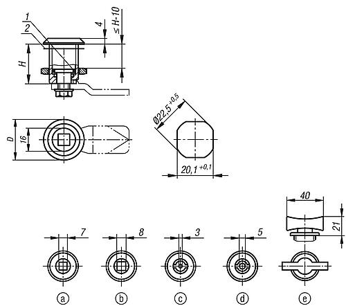 Drehriegel mit verlängertem Gehäuse, Edelstahl - K1352 - erhältlich bei ✭ HUG Technik ✓