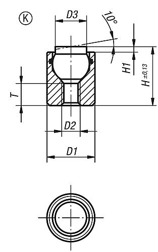 Pendelauflage mit O-Ring M04 D1=10, Form:K Vergütungsstahl, Komp:Polyacetal - K0284.704X012 - erhältlich bei ✭ HUG Technik ✓