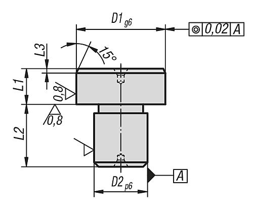 Positionsstift zylindrisch D1=10 Werkzeugstahl, brüniert, geschliffen, D2=7 - K0352.07 - bei HUG Technik ✭