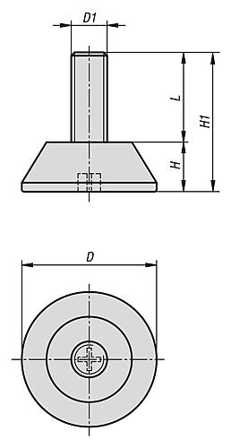 Stellfuß Fuß senkrecht M06X20 D=30 Polyamid, Komp:Stahl, D=30 - K0674.3006X020 - erhältlich bei ✭ HUG Technik ✓