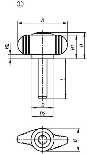 Flügelgriff Miniwing M06x30 Thermoplast, schwarz RAL7021, Komp: Stahl - K0274.006x30 - erhältlich bei ✭ HUG Technik ✓