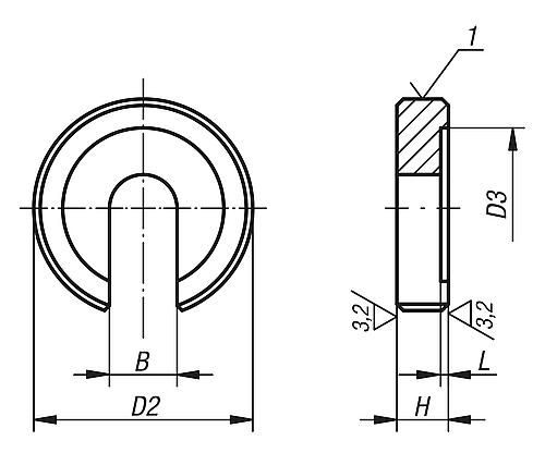 Vorsteckscheibe D1=100 Vergütungsstahl, DIN6372, B=37 - K0730.36 - bei HUG Technik ✭