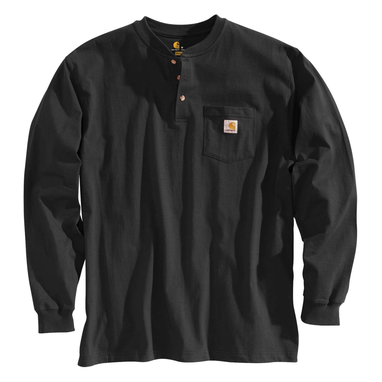 carhartt® Herren-Langarmshirt WORKWEAR POCKET HENLEY L/S black Flach  - erhältlich bei ♡ HUG Technik ✓