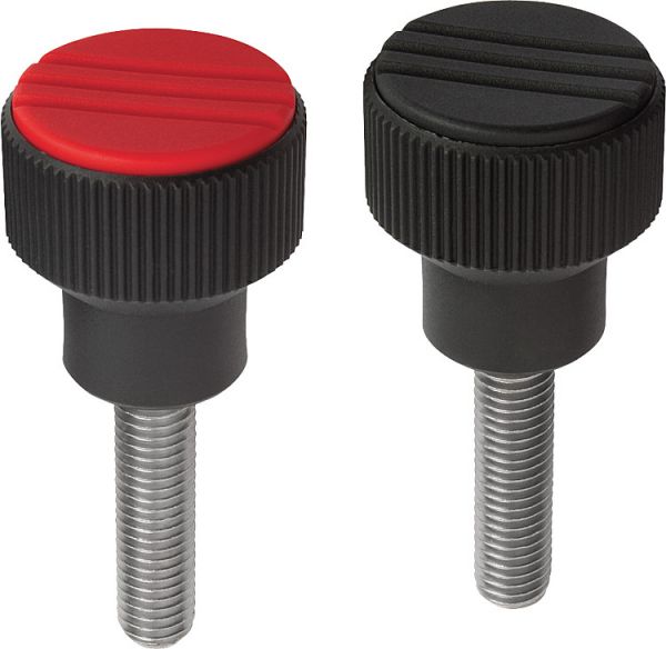 Rändelknopf Gr.1 M05x10 Thermoplast, gelb RAL1021, Komp: Stahl, Komp: gelb RAL1021 - K0247.1057X10 - gibt’s bei HUG Technik ✓