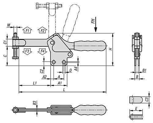 Schnellspanner Standard Stahl, Fuß senkrecht, Komp: Kunststoff, Komp: rot - K1433.03400 - bei HUG Technik ✓