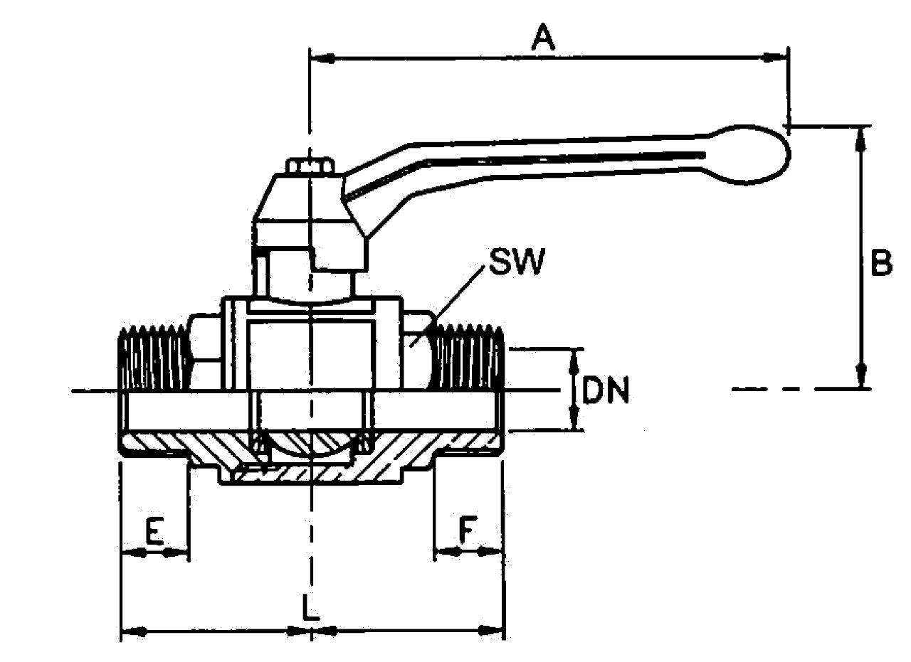 Kugelhahn schwere Ausführung, Handhebel, AG/AG, Messing vernickelt, R 1 - erhältlich bei ✭ HUG Technik ✓