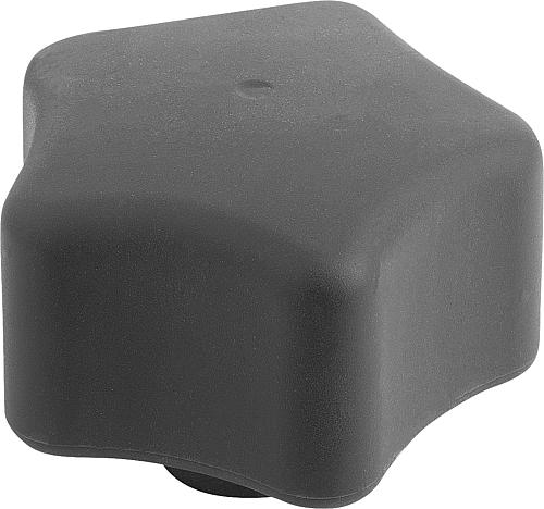 Fünfsterngriff ergonomisch M08 D1=63 Kunststoff, schwarz RAL7021, Komp: Edelstahl - K0786.06308 - bei HUG Technik ✭