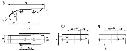 Spannverschluss, Form: A Edelstahl, mit Federbügel - K0043.1430702 - bei HUG Technik ✭