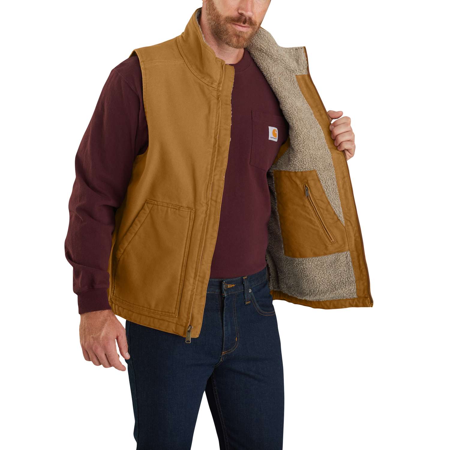 carhartt® Herren Weste WASHED DUCK LINED MOCK NECK VEST carhartt® brown Flach  - erhältlich bei ✌ HUG Technik ✓