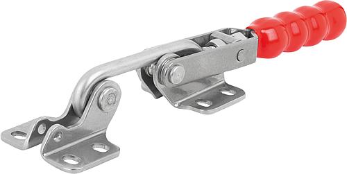 Hakenspanner, Horizontal mit Gegenhalter, F2=4000, Edelstahl blank, Komp: Kunststoff Komp: rot ölbeständig - K1432.14000 - bei HUG Technik ✭