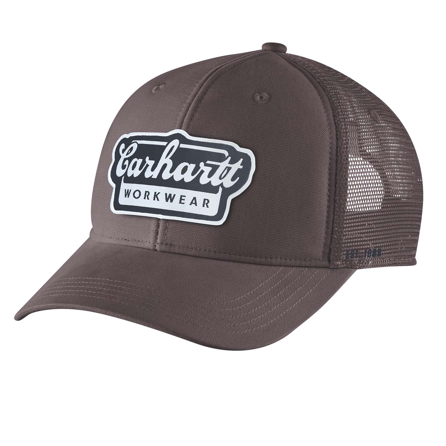 carhartt® Herren Cap »TWILL MESH-BACK SCRIPT PATCH CAP« dark sepia Flach  - erhältlich bei ✭ HUG Technik ✓