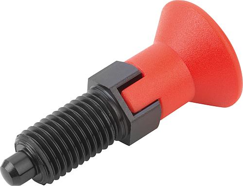Arretierbolzen Gr.0 M08X1, D=4, Form: C mit Rastnut ohne Kontermutter, Stahl gehärtet, Komp: Thermoplast Komp: rot - K0338.300484 - bekommst Du bei HUG Technik ♡