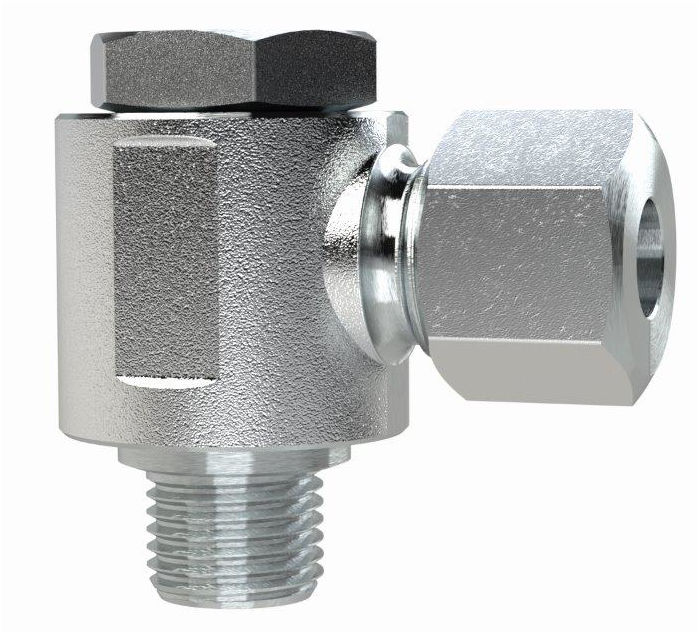 Schwenkbare Winkel-Verschraubung, M10x1,0 AG, Rohr-AD 6, Stahl verzinkt - direkt bei HUG Technik ✓
