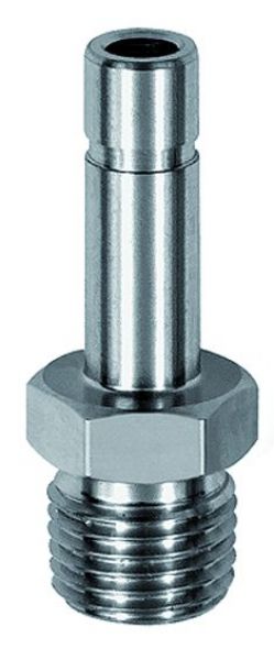 Gewinde-Stecknippel, R 1/2 AG, Stecknippel 10, L1 46.5, SW 22, Edelstahl - gibt’s bei HUG Technik ✓