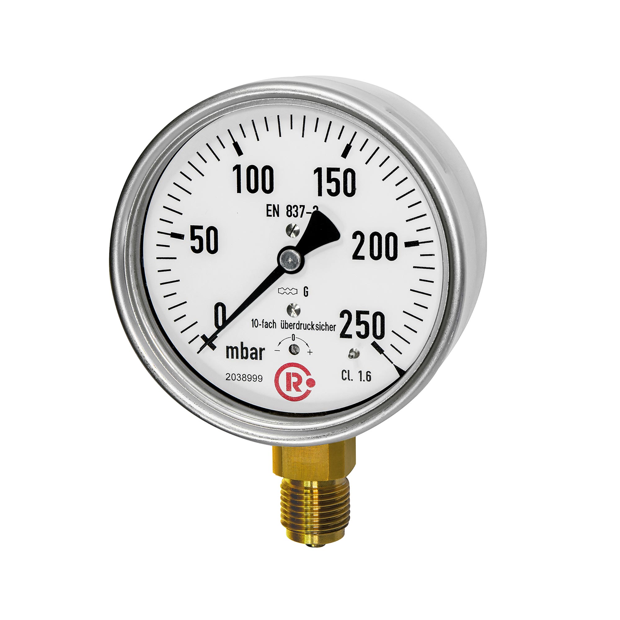 Kapselfedermanometer, CrNi-Stahl G1/4 radial unten, 0-160mbar,Ø63 - bekommst Du bei ★ HUG Technik ✓