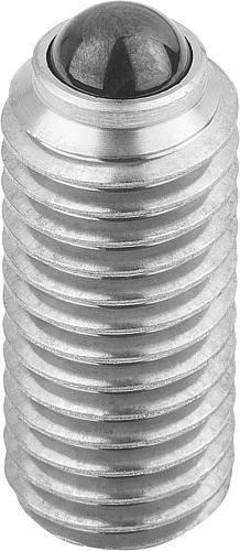 Federndes Druckstück Standard Federkraft M05 L=14 Edelstahl, Komp: Kugel aus Keramik - K0610.05 - bei HUG Technik ☆