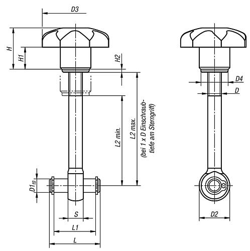 Schwenkschraube Stahl, Komp:Thermoplast - K0053.06050 - bei HUG Technik ☆