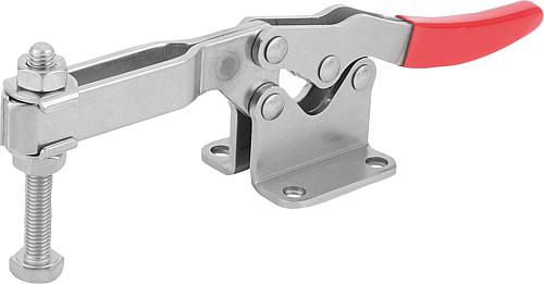 Schnellspanner Standard L=295,6, Form: D Edelstahl, Fuß waagrecht, Komp: Kunststoff, Komp: rot, F2=5000 - K1240.145000 - direkt von HUG Technik ✓