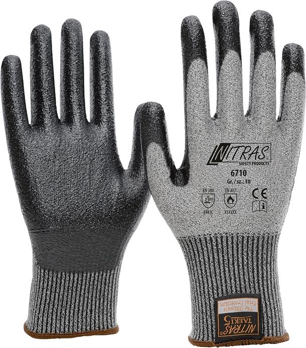 Nitras® Schnittschutzhandschuh »Taeki5«, nitrilbeschichtet, grau-schwarz - direkt von HUG Technik ✓