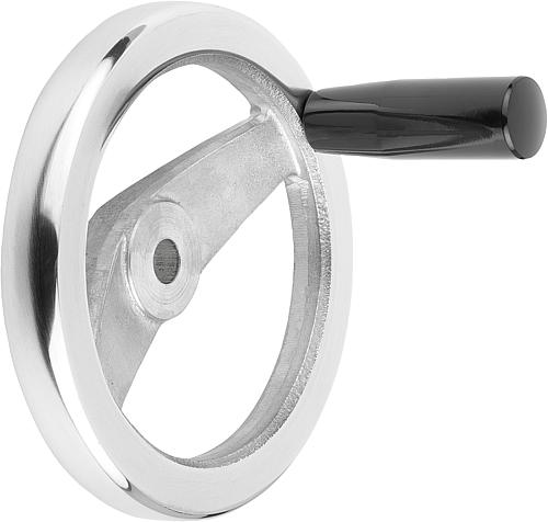 2-Speichen-Handrad ohne Nut D1=100 Aluminium, Komp: Duroplast, D2=10 - K0162.2100X10 - erhältlich bei ♡ HUG Technik ✓