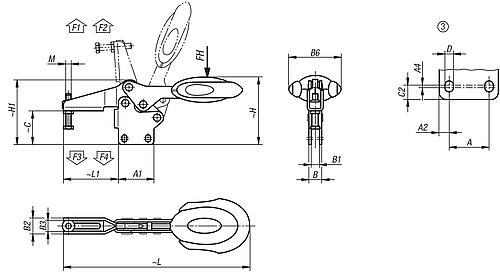 Schnellspanner mit Sicherheitsverriegelung, Fuß senkrecht, Edelstahl, Komp: Polyamid Komp: rot RAL3020, M=M06x35 - K0661.106103 - bei HUG Technik ✓