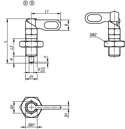 Sperrriegel mit Anschlag M10, Form: B Stahl, links, D=4 - K1284.1050410 - bei HUG Technik ☆