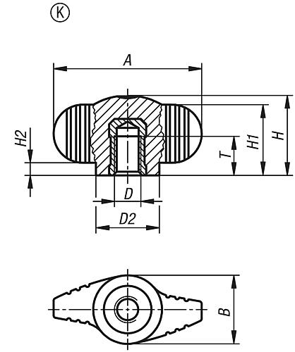 Flügelgriff Miniwing M04 Thermoplast, schwarz RAL7021, Komp: Edelstahl - K0274.0004 - erhältlich bei ♡ HUG Technik ✓