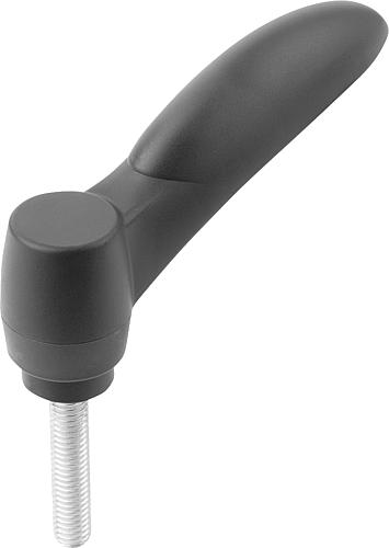Klemmhebel ECO Gr.1 M04x10 Kunststoff, schwarz RAL7021, Komp: Stahl - K0252.1041x10