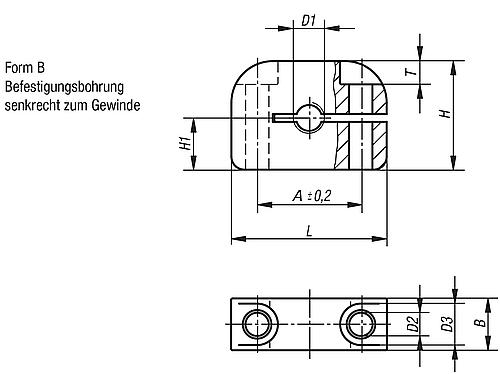 Haltestück M06, Form: B Aluminium - K0638.406 - bekommst Du bei HUG Technik ♡