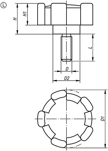 Fünfsterngriff Gr.1 M06x15 Thermoplast, Komp: Stahl - K0276.320615 - kommt direkt von HUG Technik 😊