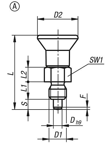 Arretierbolzen kurze Ausführung Gr.0 M08, Form: A Edelstahl, D=4 - K0748.11004080 - direkt bei HUG Technik ✓