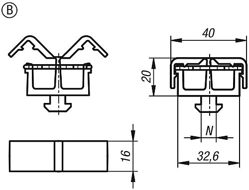 Kabelhalter mit Hammer, Form:B Polyamid, schwarz, Typ B - K1280.2208 - bei HUG Technik ☆