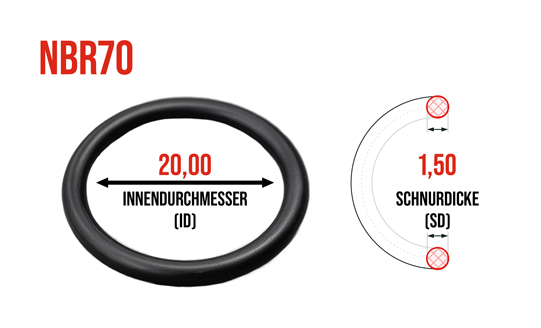 Präzisions O-Ring 20,00 x 1,50 mm NBR70 - bei HUG Technik ✭