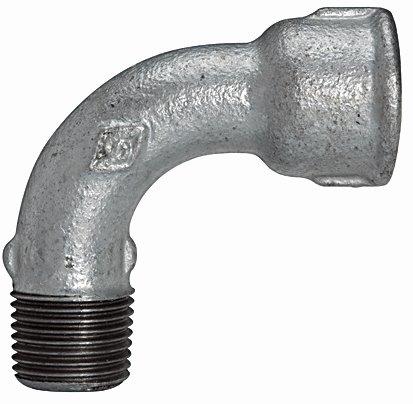 Bogen 1, lang, 90°, IG/AG, Rp/R 3, schwarzer Temperguss feuerverzinkt - erhältlich bei ☆ HUG Technik ✓