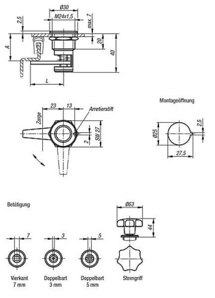 Kompressions-Drehriegel mit variablem Anzugsweg, Stahl - K0528 - gibt’s bei ☆ HUG Technik ✓