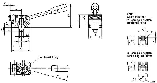 Niederzugspanner links A=38,5 25x24, Form: C Stahl - K0035.006035 - erhältlich bei ✭ HUG Technik ✓