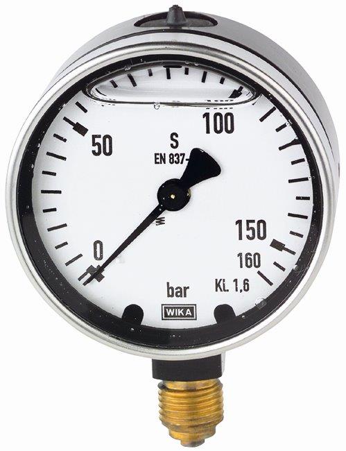 Glyzerinmanometer, Metallgehäuse, G 1/2 unten, - 1/+0,6 bar, ø 100 mm - bei HUG Technik ♡