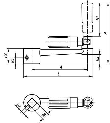 Handkurbel mit Griff Gr.1 A=80 L=100 Aluminium, umlegbar - K0997.2110 - bekommst Du bei ★ HUG Technik ✓