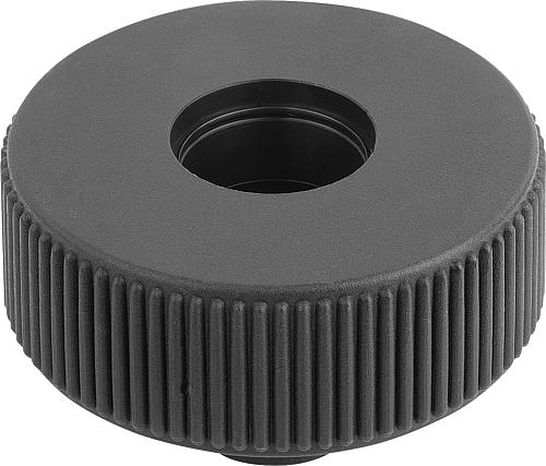 Rädelrad Gr.1 M05, Form: D Thermoplast, schwarz RAL7021, Komp: Stahl, D=40 - K0260.1105 - direkt bei HUG Technik ✓