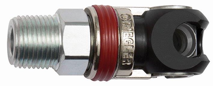 Schwenk-Sicherheitskupplung NW 5,5, ARO 210, Stahl, G 3/8 AG - bei HUG Technik ☆