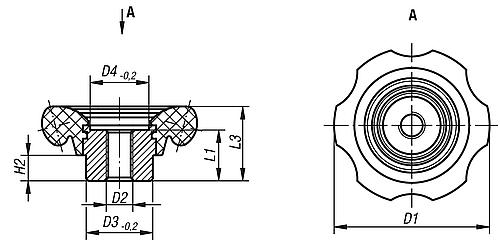 Handrad Innengewinde M10 Duroplast, D=70 - K0184.70110 - erhältlich bei ♡ HUG Technik ✓