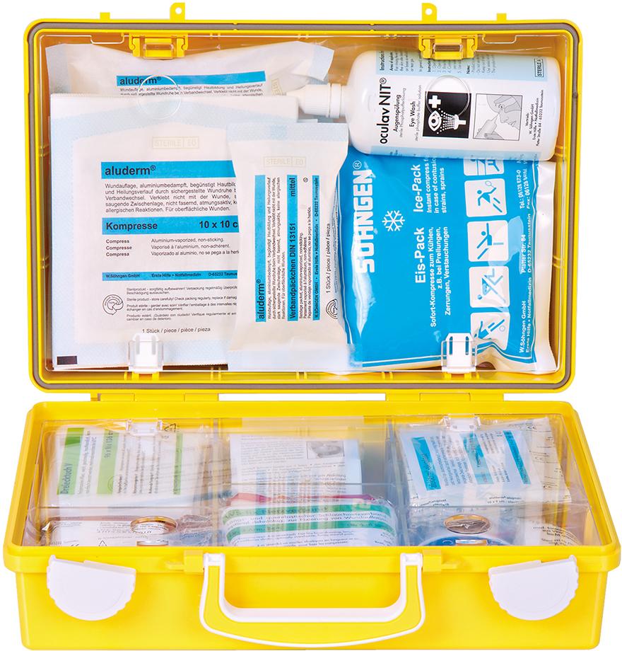 SÖHNGEN® Erste-Hilfe-Koffer Extra + Handwerk, DIN 13157, gelb - bei HUG Technik ✓