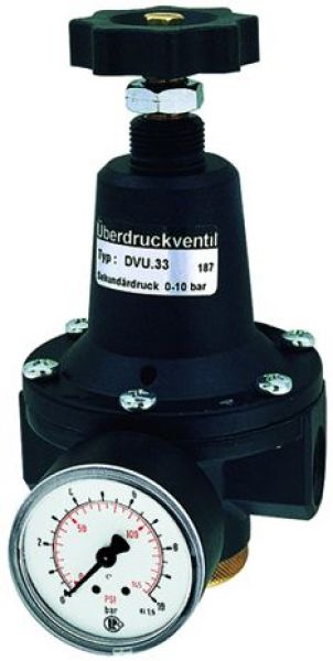 Druckbegrenzungsventil, inkl. Manometer, G 1/2, 0,5 - 3,0 bar - gibt’s bei ☆ HUG Technik ✓